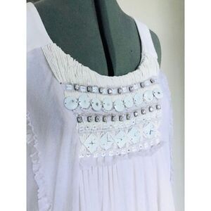 LaRok Women’s XS Beaded Embellished Sleeveless Mesh Dress